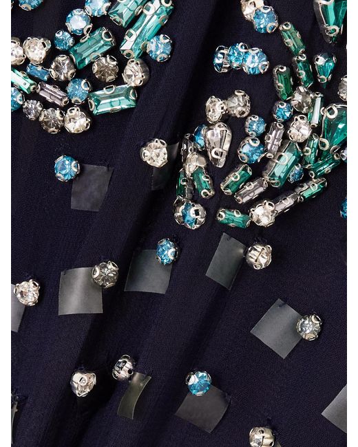 Dries Van Noten Blue Oberteil Aus Stretch-Mesh Mit Verzierungen