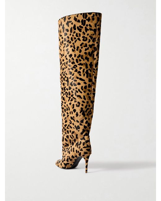 Alaïa White Leopard-Print Calf Hair Over-The-Knee Boots