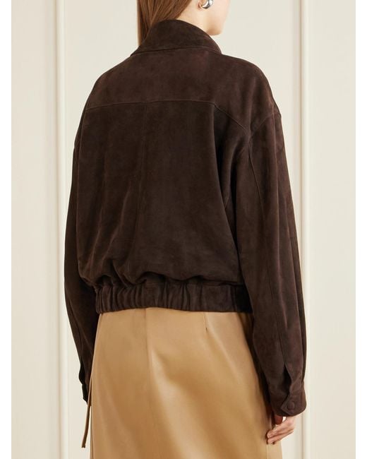 Nour Hammour Brown Quincy Paneled Suede Jacket
