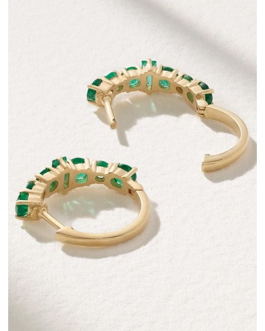 Ileana Makri Blue 18-Karat Emerald Hoop Earrings