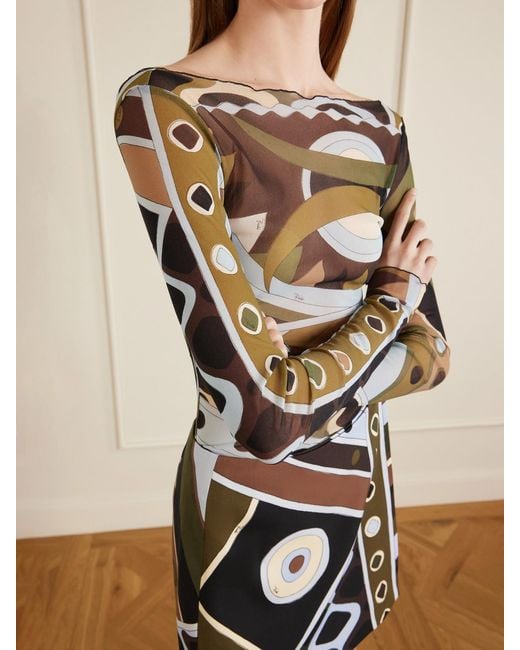 Emilio Pucci Multicolor Printed Tulle Top