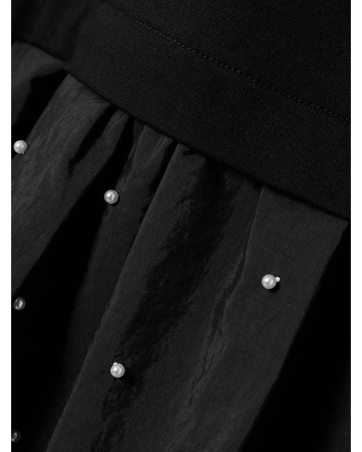 Sea Black Alberta Cotton-Jersey And Embellished Shell Mini Dress