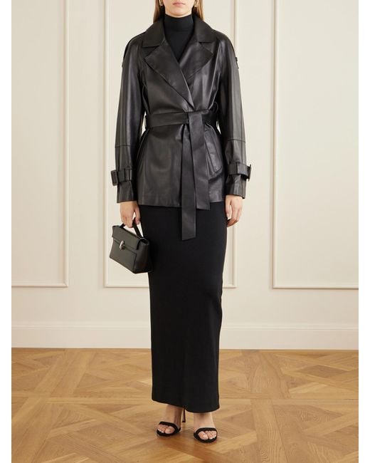 Nour Hammour Black Nera Belted Leather Jacket