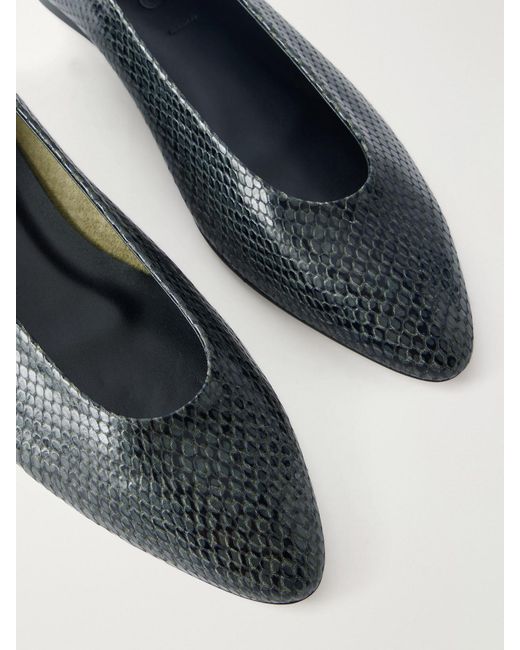 Aeyde White Ellie Snake-Effect Leather Ballet Flats