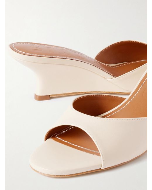 Staud Natural Brigitte Leather Wedge Mules