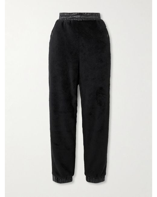 Moncler Black Shell-Trimmed Fleece Tapered Sweatpants