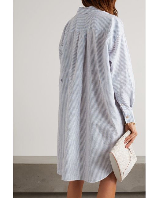 Étoile Isabel Marant Seen Gathered Striped Cotton And Linen-blend Shirt  Dress in Blue | Lyst
