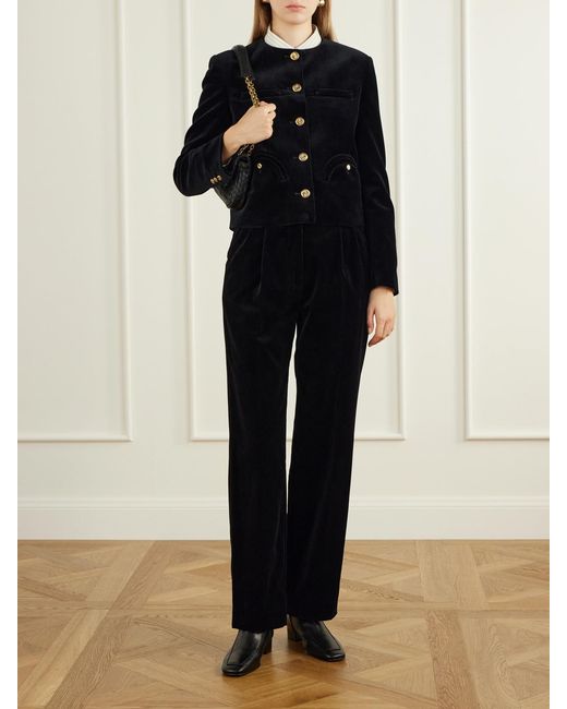 Blazé Milano Black Fox Straight-Leg Cotton-Velvet Pants