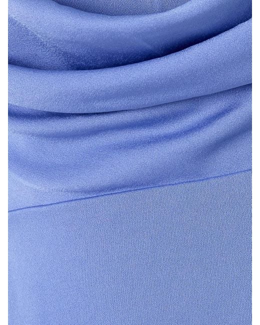 Alex Perry Blue Strapless Draped Satin-Crepe Midi Dress