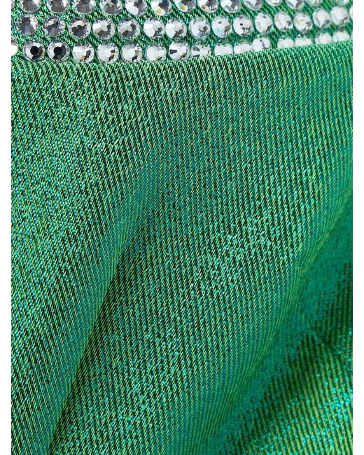 Area Green Crystal-Embellished Metallic Jersey Mini Dress