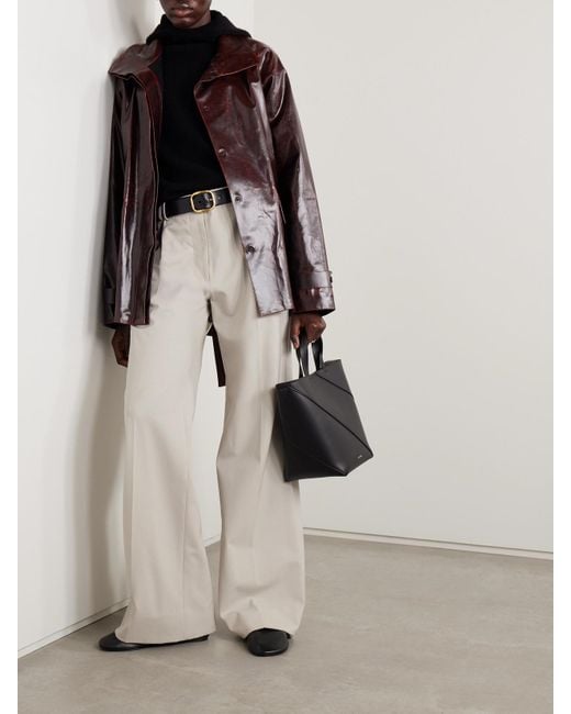 Proenza Schouler Brown Finch Belted Coated Cotton-Blend Jacket