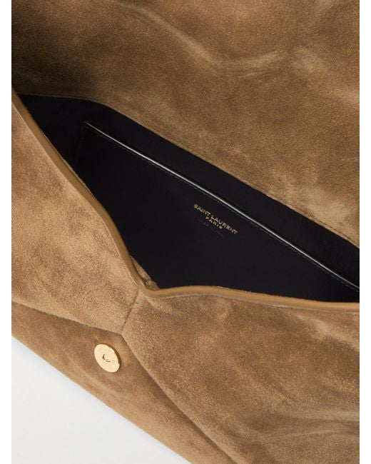 Saint Laurent Natural Cassandre Suede Clutch