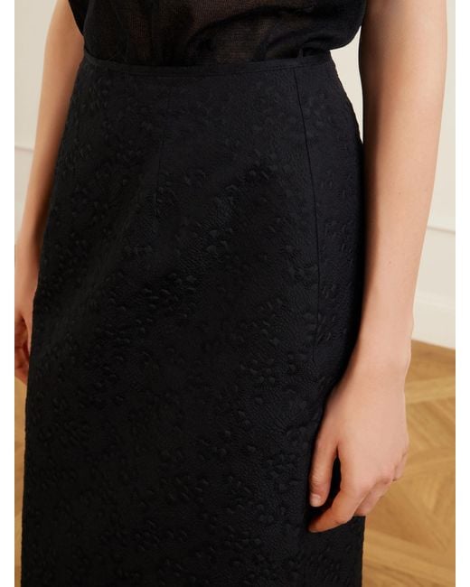 CECILIE BAHNSEN Black Cbuka Cotton-Blend Matelassé Midi Skirt