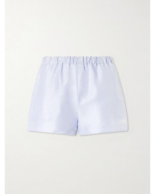 Cult Gaia Blue Mori Linen And Silk-Blend Satin Shorts