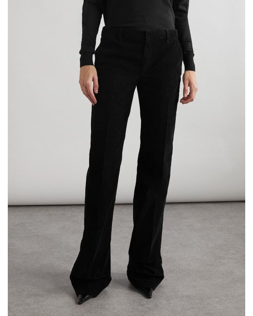 Saint Laurent Black Cotton-Corduroy Bootcut Pants