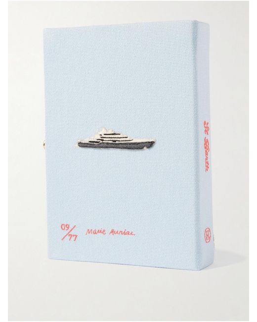 Olympia Le-Tan Blue St. Barth Embroidered Appliquéd Cotton, Wool And Silk-Blend Canvas Clutch