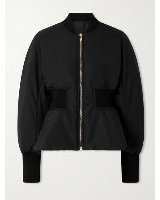 Alaïa Black Peplum Shell Bomber Jacket
