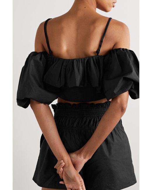 Haut Raccourci Épaules Nues En Popeline De Coton À Volants Carla Ulla Johnson en coloris Black