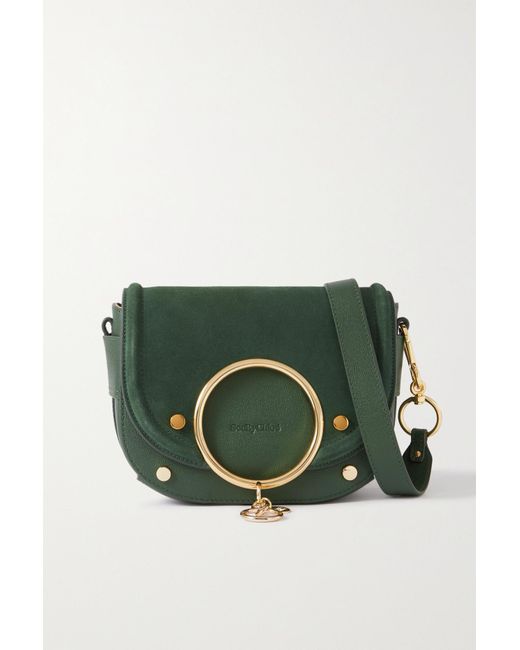 See By Chloé Mara Small Embellished Suede And Leather Shoulder Bag in