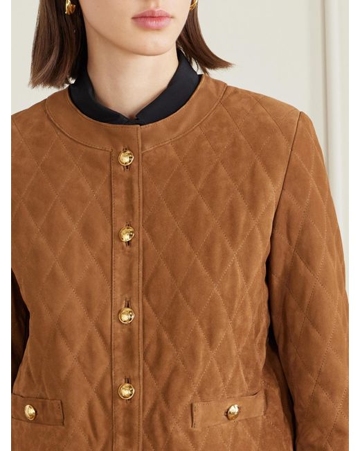 Nili Lotan Brown Amy Quilted Suede Jacket