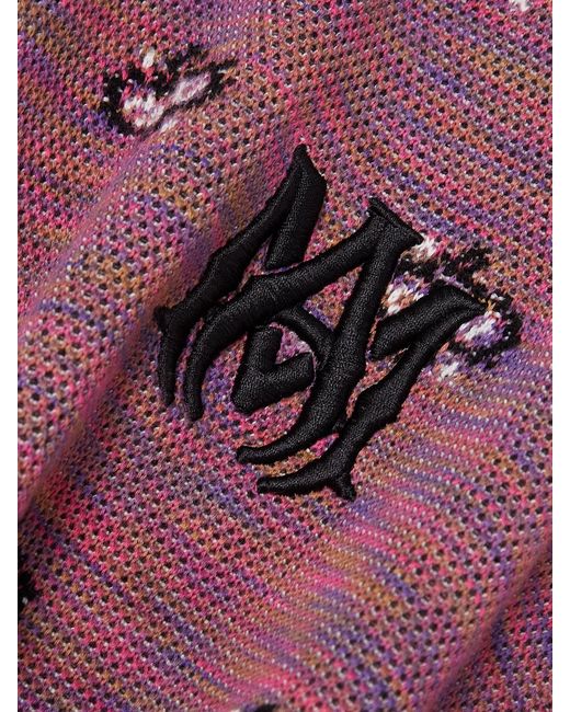 Amiri Cropped Embroidered Space-Dyed Cotton-Jacquard Hoodie