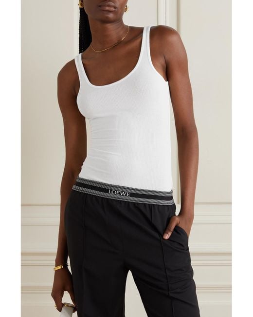James Perse White The Daily Ribbed Stretch-Cotton Tank