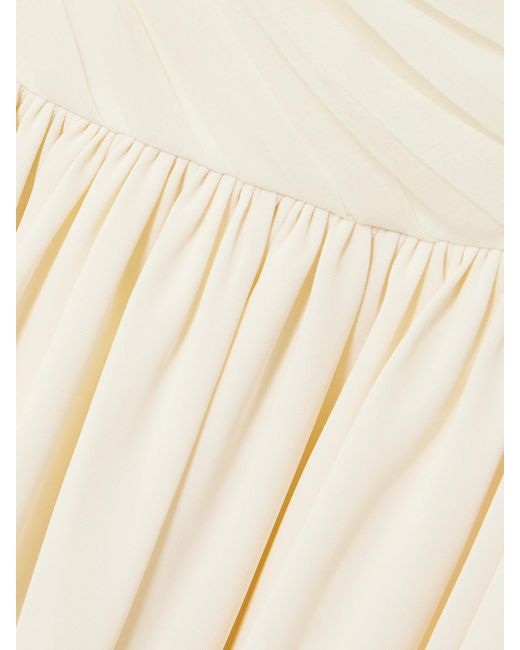 Abadia Natural Kaia Ruched Gathered Chiffon And Twill Midi Dress