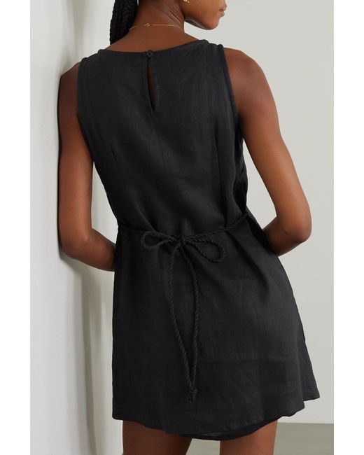 Faithfull The Brand + Net Sustain Palacio Gathered Linen Midi Dress in  Black