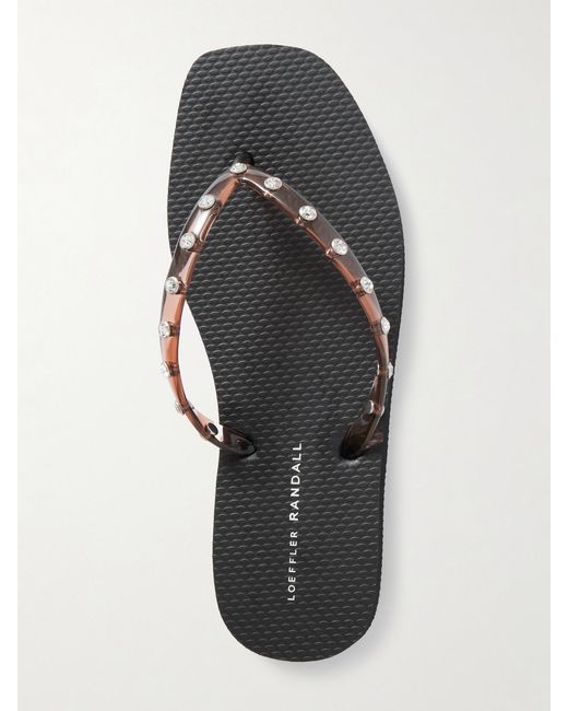 Loeffler Randall White Taryn Crystal-Embellished Pvc Flip Flops