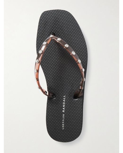 Loeffler Randall White Taryn Crystal-Embellished Pvc Flip Flops