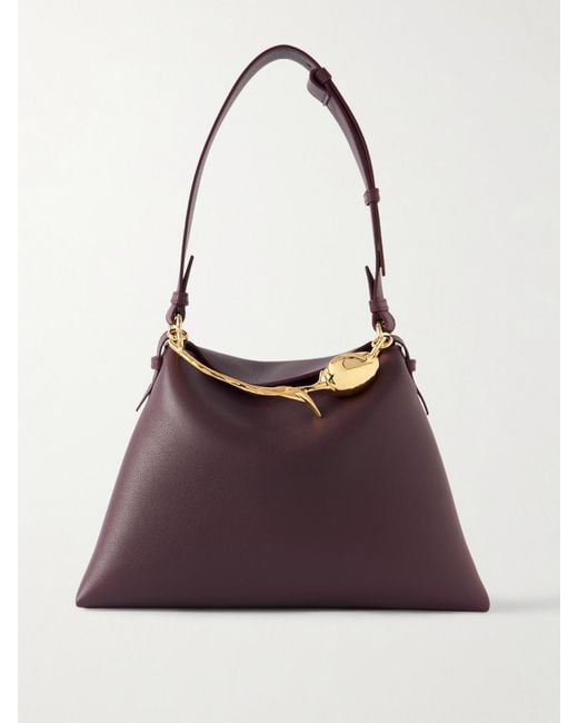 Erdem Purple Bloom Große Schultertasche Aus Strukturiertem Leder Mit Verzierung
