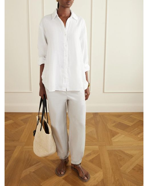 James Perse White Cotton-Blend Poplin Balloon Pants