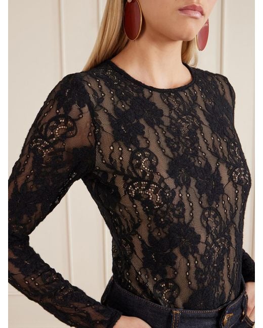Zimmermann Black Stretch-Lace Bodysuit