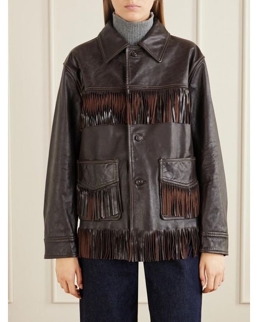 Polo Ralph Lauren Brown Fringed Leather Jacket