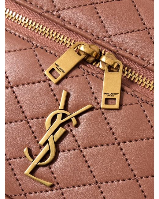 Saint Laurent Brown Gaby Vanity Mini Schultertasche Aus Gestepptem Leder