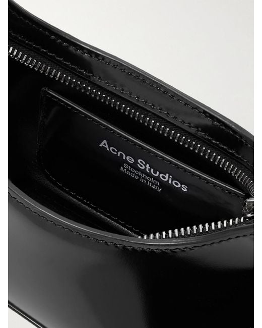 Sac Porté Épaule En Cuir Verni À Ornements Platt Mini Acne en coloris Black