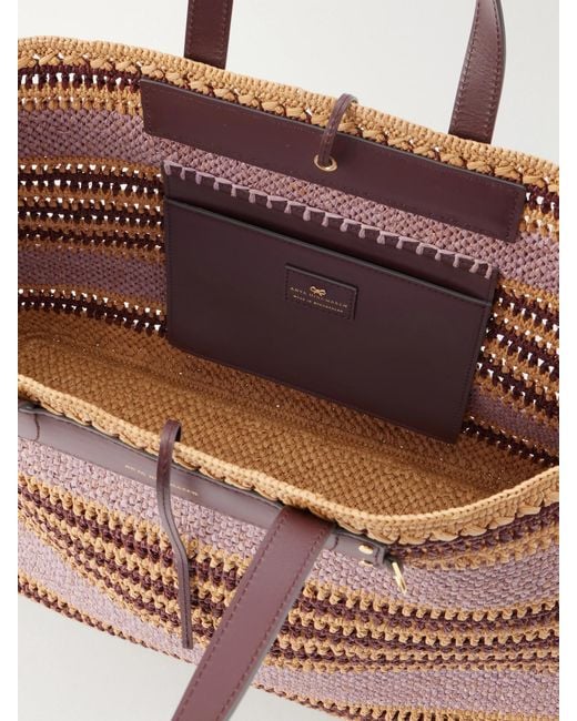 Anya Hindmarch Brown Striped Raffia Tote
