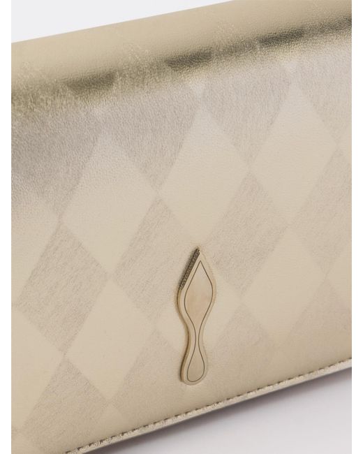 Christian Louboutin Natural Bettina Clutch Aus Metallic-Leder Mit Argyle-Muster