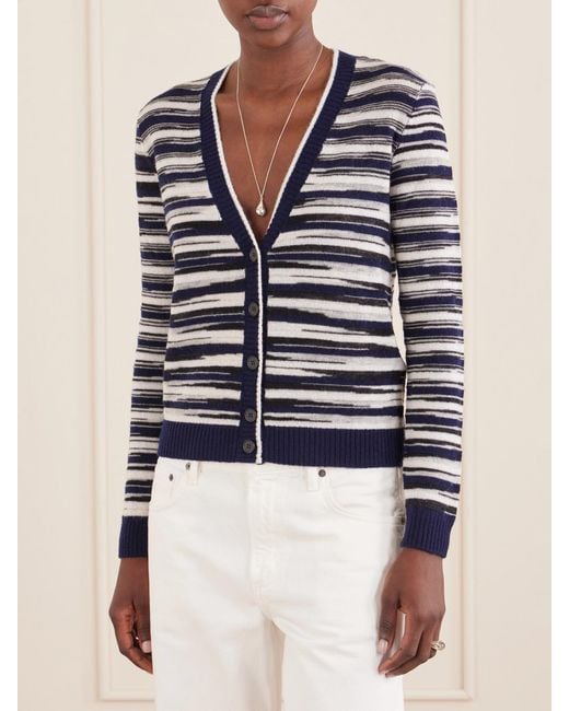 Missoni Blue Striped Cashmere And Wool-Blend Cardigan