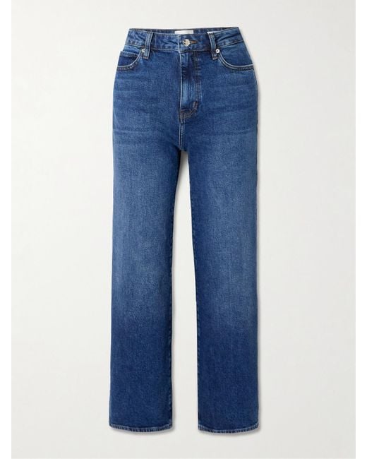 FRAME Blue The Wide Hoch Sitzende Jeans Mit Weitem Bein