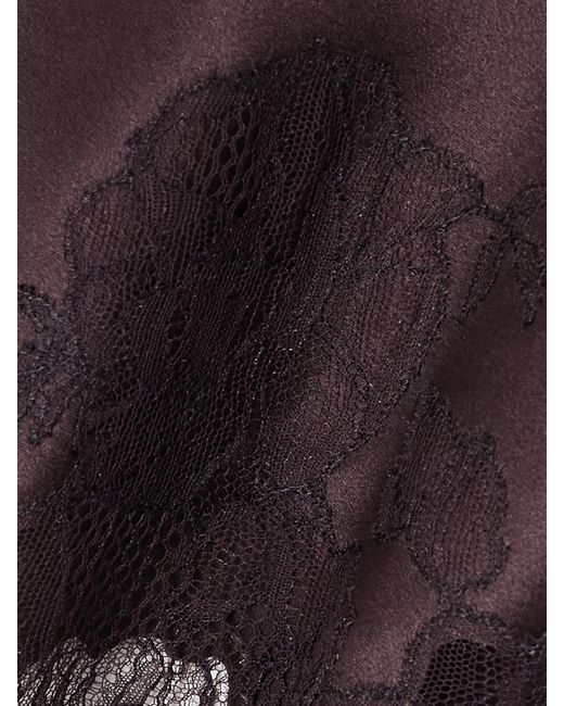 Carine Gilson Purple Lace-Trimmed Silk-Satin Shorts