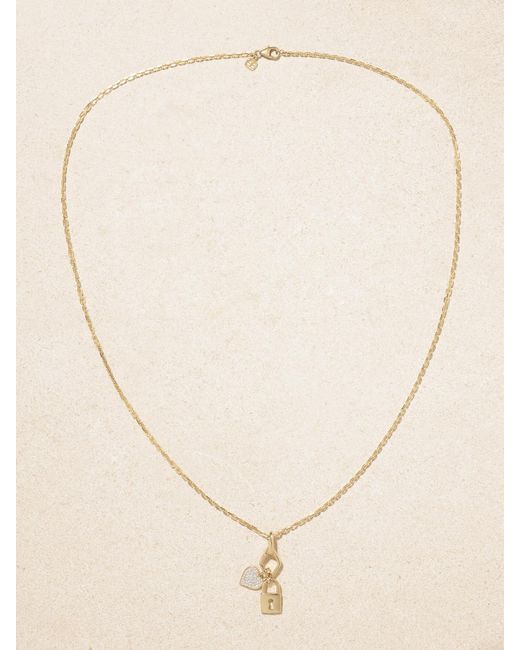 Sydney Evan Natural Lock And Heart 14-Karat Diamond Necklace