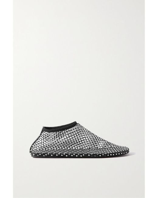 Christopher Esber Gray Minette Crystal-Embellished Mesh Ballet Flats
