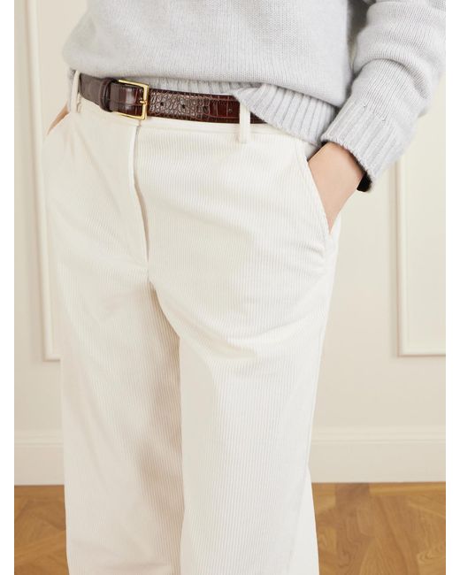 Twp White Dylan Ribbed Cotton Wide-Leg Pants