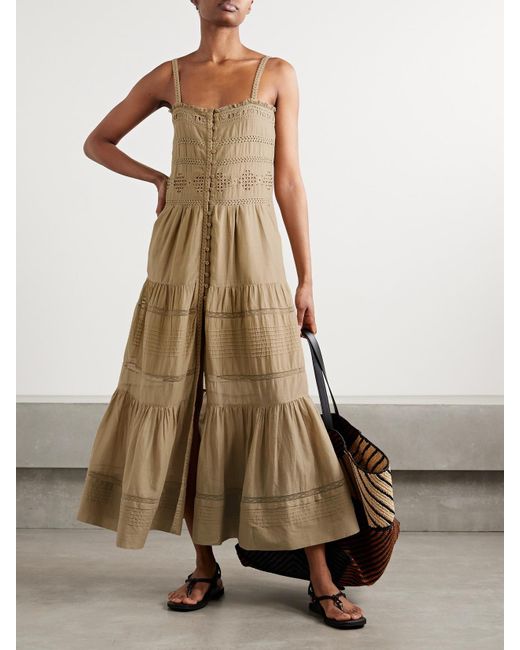 Isabel Marant Divine Khaki Embroidered Straps Dress in Natural | Lyst