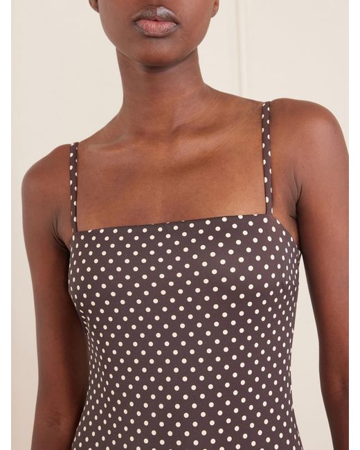 Matteau Brown Petite Square Polka-Dot Recycled Swimsuit