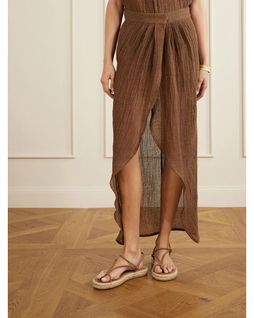 LeKasha Brown Kamat Organic Linen Maxi Skirt