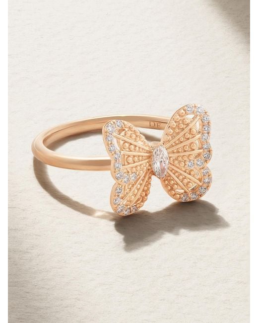 De Beers London Natural Portraits Of Nature Butterfly 18-Karat Rose Diamond Ring