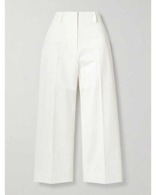 Proenza Schouler White Amara Cropped Cotton-Blend Twill Wide-Leg Pants