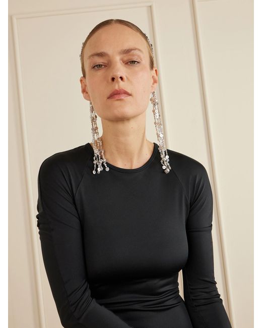 Jennifer Behr White Loretta Crystal-Embellished Rhodium-Plated Headband